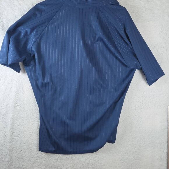 Lilly Dache Men's Textured Jacquard Striped Raglan Sleeve Polo Shirt Blue Large - Picture 5 of 6